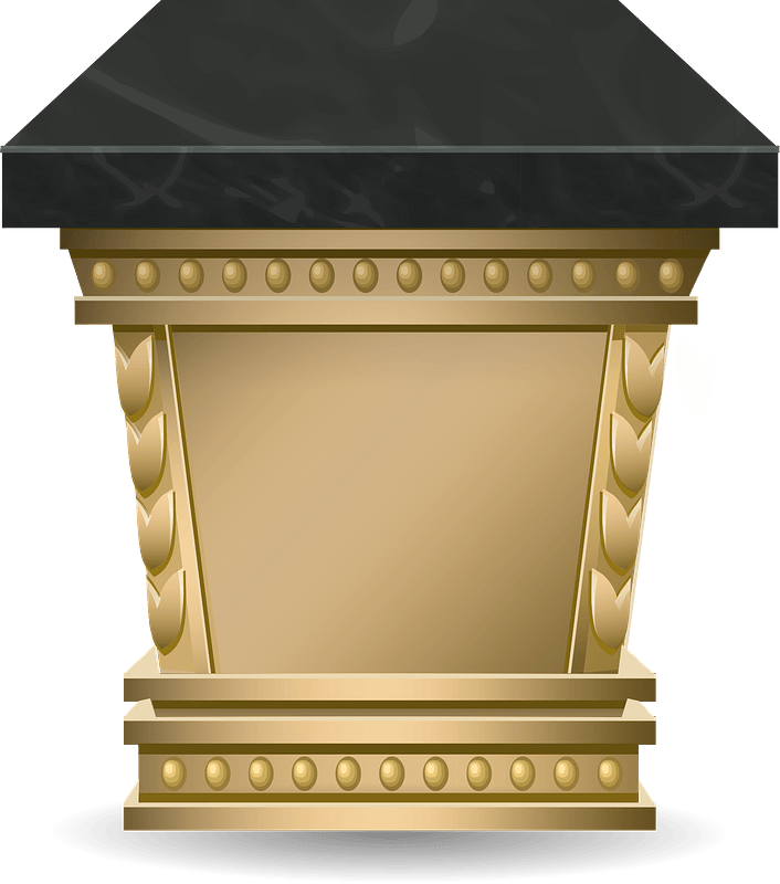 Golden Pedestal with Black Marble Top