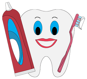 Happy Tooth with Toothpaste and Brush