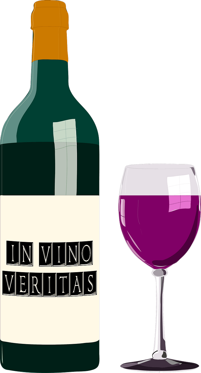 Wine Bottle and Glass - With Wine, One Tells the Truth