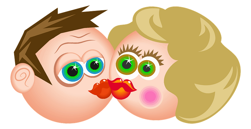 Kissing Cartoon Couple