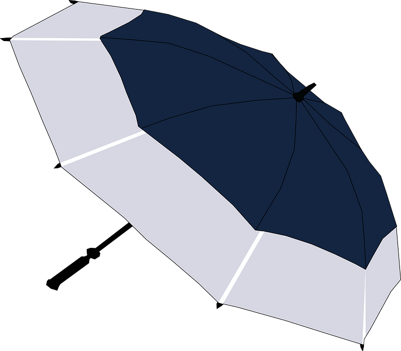 Open Blue and Gray Umbrella