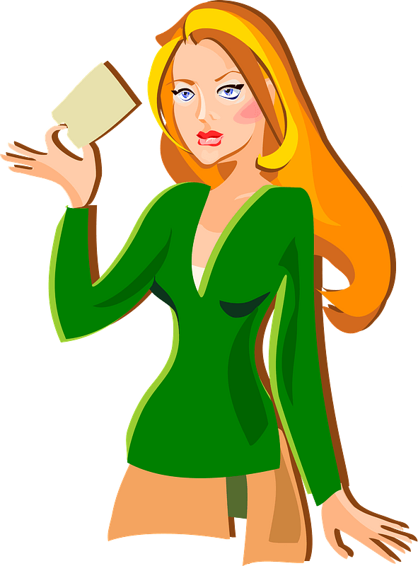 Redhead Woman Holding a Card