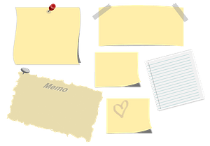 Notes Taped and Pinned Up