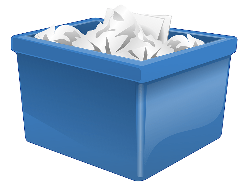Blue Plastic Box Filled with Paper