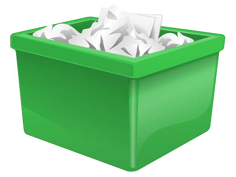 Green Plastic Box Filled with Paper