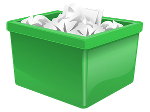 Green Plastic Box Filled with Paper