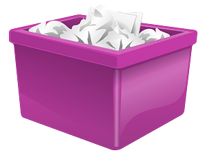 Purple Plastic Box Filled with Paper