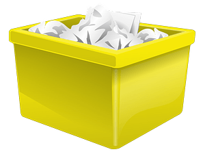 Yellow Plastic Box Filled with Paper