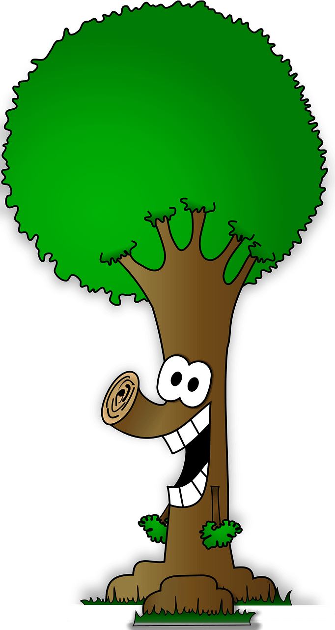 Green Tree with Leaves and a Trunk Face