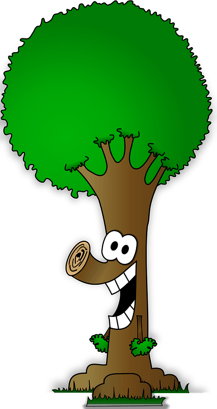 Green Tree with Leaves and a Trunk Face