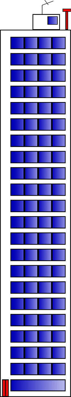 Blue and White Skyscraper
