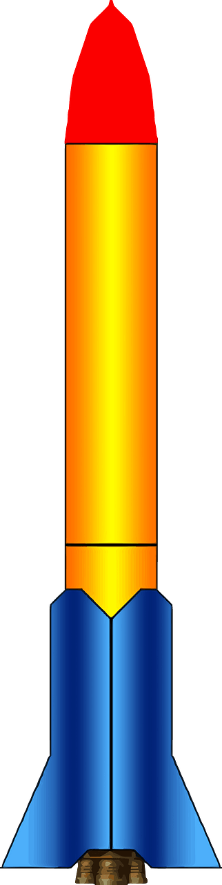 Blue, Yellow, and Red Rocket