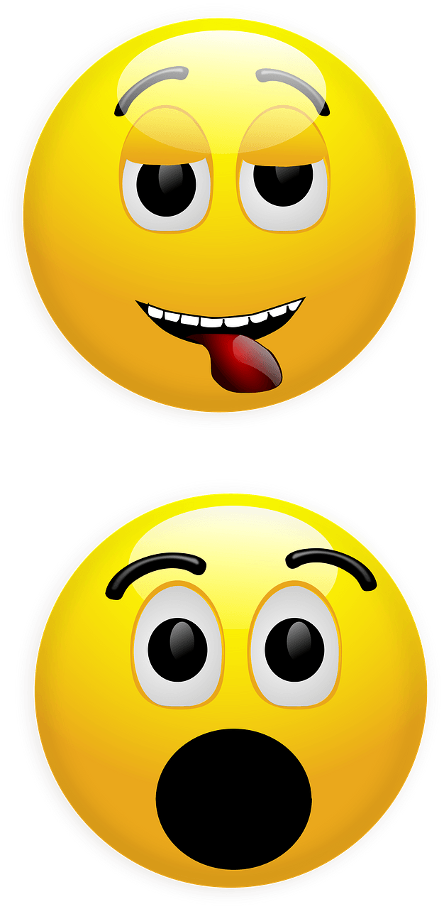 Smiley with Tongue Out and Scared Smiley