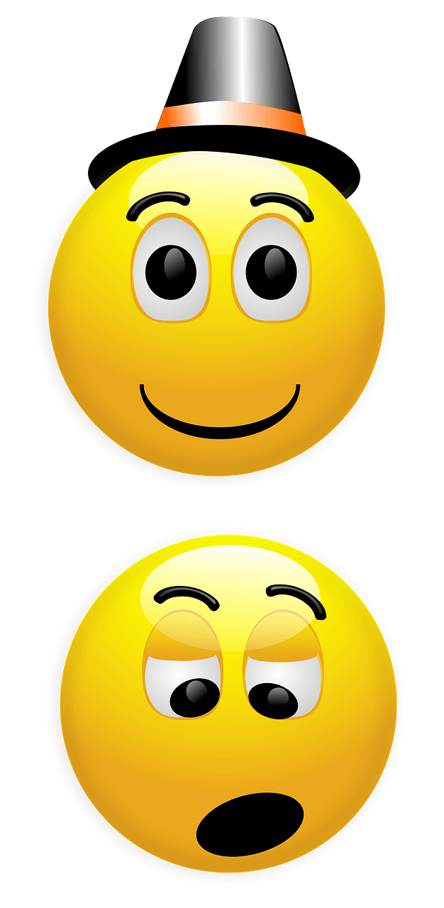 Black Hat Smiley and Surprised Smiley