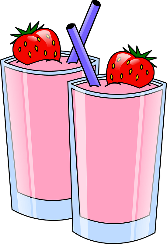 Two Strawberry Smoothie with Purple Straw