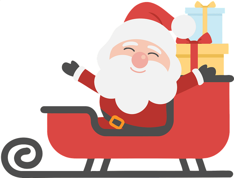 Santa and sleigh filled with gifts