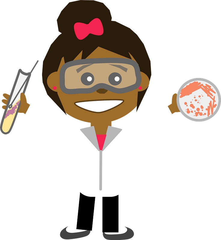 Science Girl Holding a Test Tube and Petri Dish