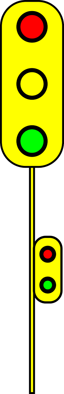Traffic light on a post