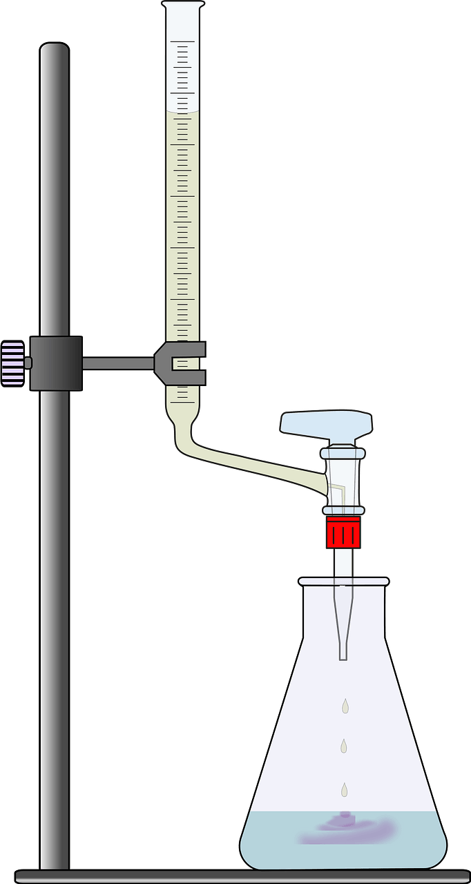 Titration kit with a flask