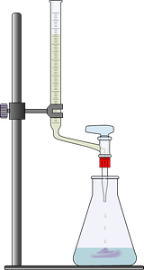 Titration kit with a flask