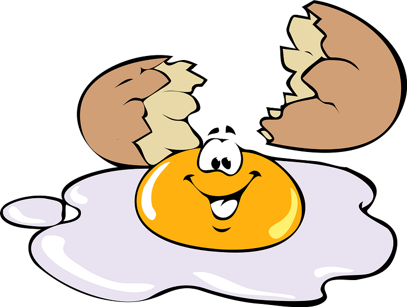 Egg broken and smiling