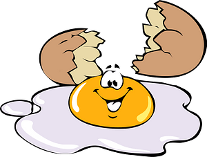 Egg broken and smiling