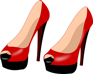 Red and Black High Heeled Shoes