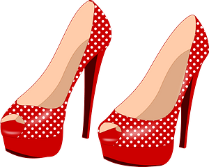 Red High Heeled Shoes with White Dot Pattern