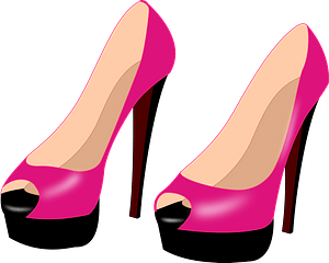 Pink and Black High Heeled Shoes
