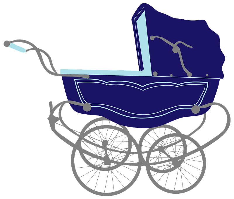 Vintage Blue Baby Stroller Carriage