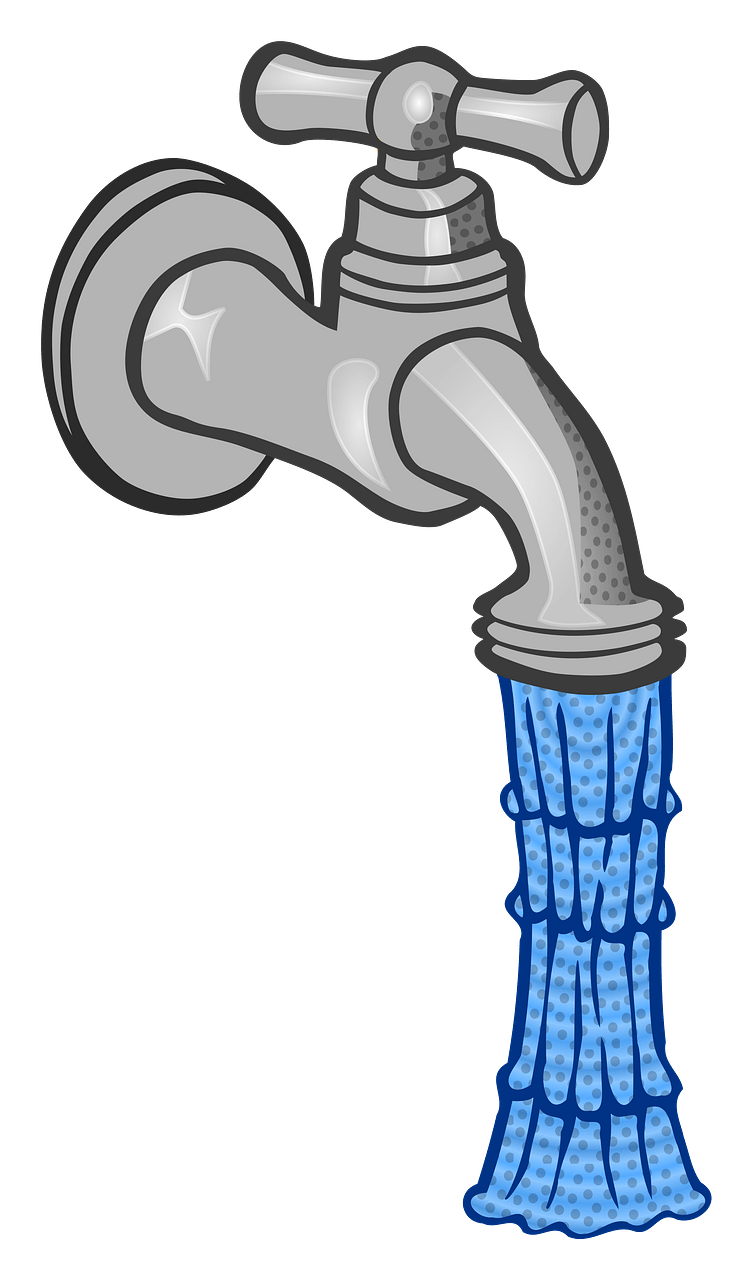 Water coming out of a faucet
