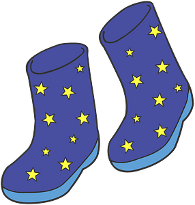 Blue Wellington Boots with Yellow Star Pattern