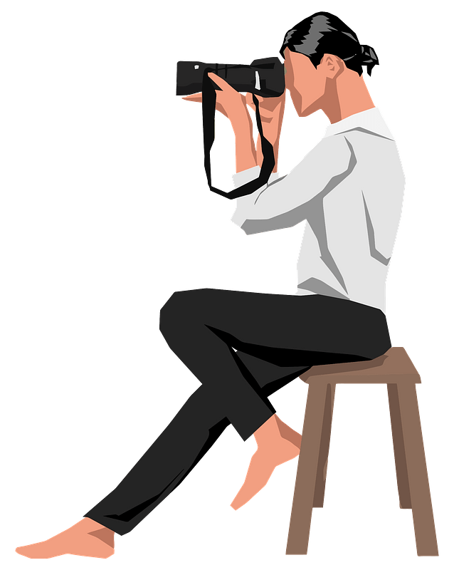 Woman Photographer on Stool