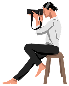 Woman Photographer on Stool