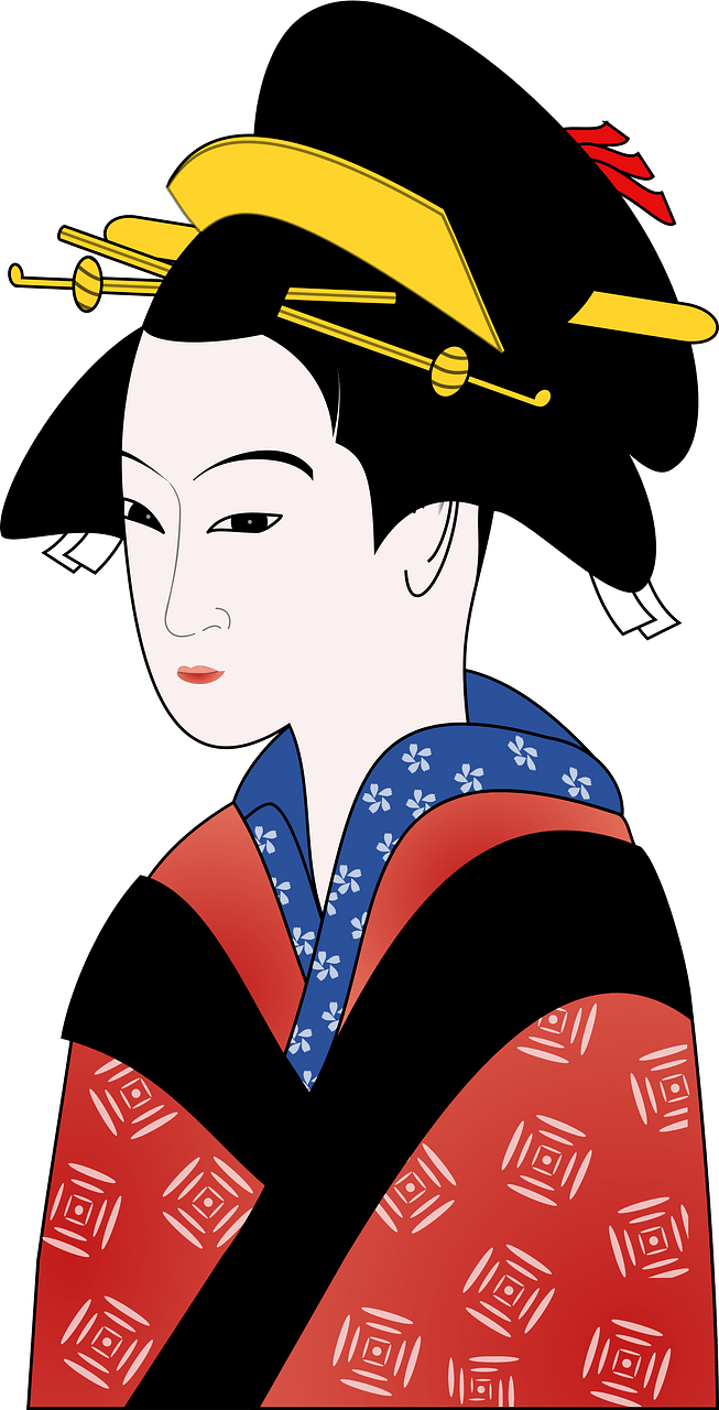 Woman in Red Kimono