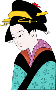 Woman in Aqua Kimono 