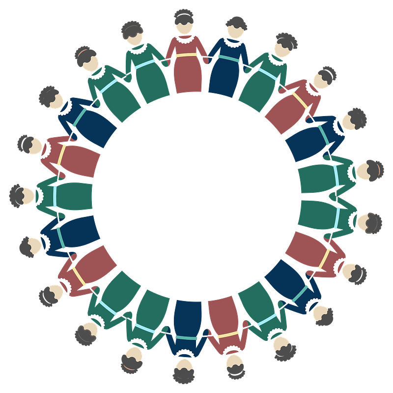 Women Holding Hands Circle Large