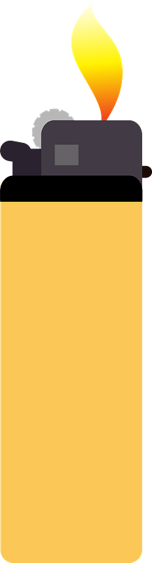 Yellow Lighter with Flame