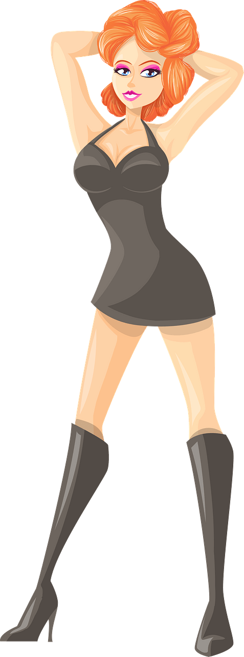 Young Lady Redhead, Light Skin, Plain Gray Dress
