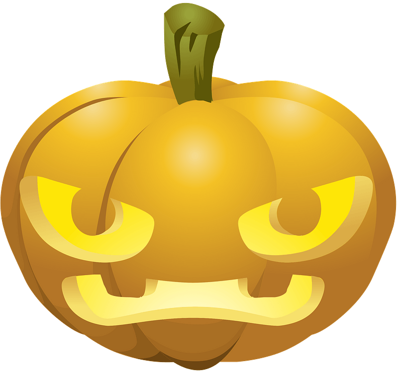 Carved Pumpkin, Lit Up Inside - Angry Face