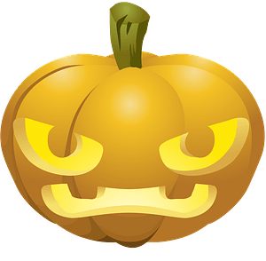 Carved Pumpkin, Lit Up Inside - Angry Face