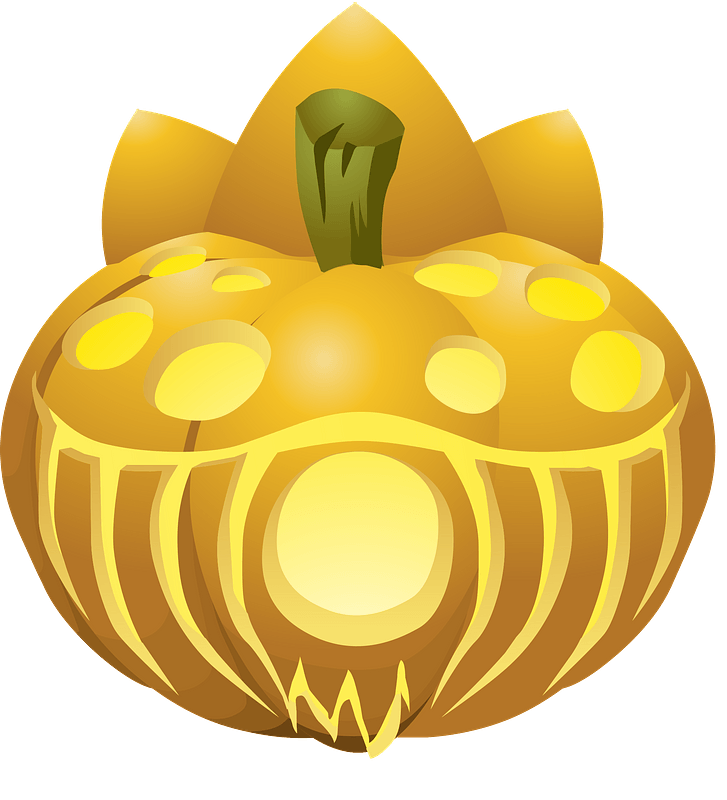 Carved Pumpkin, Lit Up Inside - Looks like a Toadstool