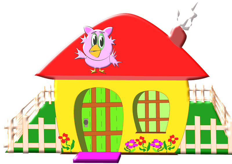 Small Yellow Farmhouse with a Red Roof