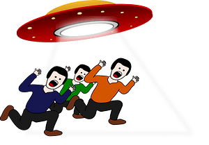 People Running from UFO Danger