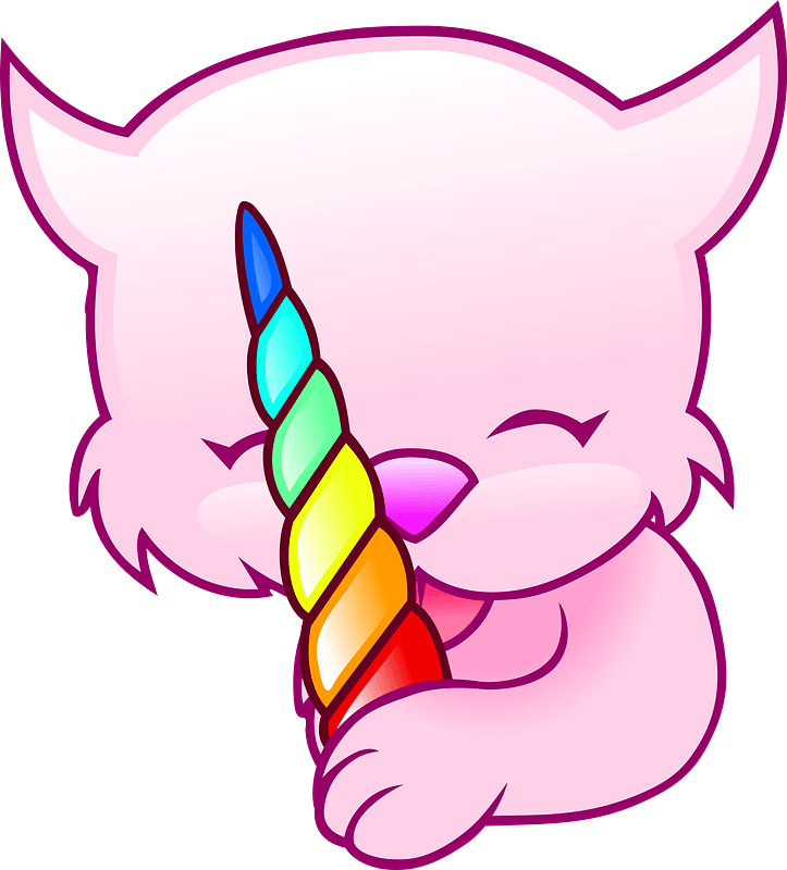Pink Cat Licking a Rainbow Spiral