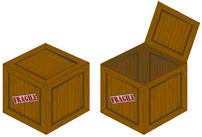 Closed and Open Crate with Fragile