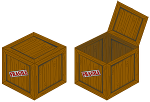 Closed and Open Crate with Fragile