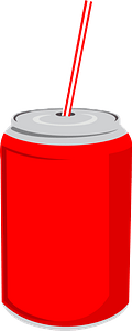Red Coca Cola Can with Straw