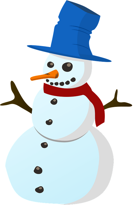 Snowman with a Tall Blue Hat