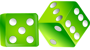 Green Dice with White Spots